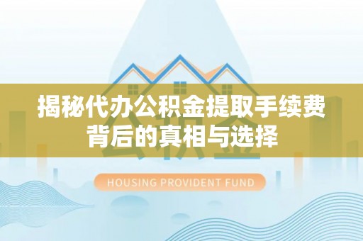 东宝揭秘代办公积金提取手续费背后的真相与选择